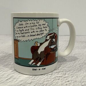 VTG 1988 Gary Larson The Far Side Dial A Cat Graphic Comic Strip Coffee Mug